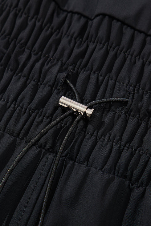 Plain Sleeveless Loop Drawstring Cinched Waist Romper